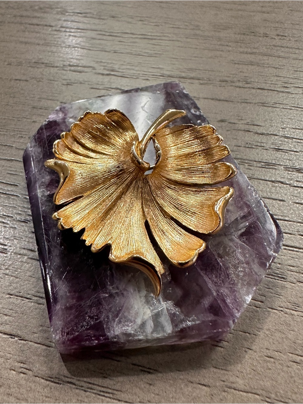 Vintage Monet Gold Leaf Brooch Pin